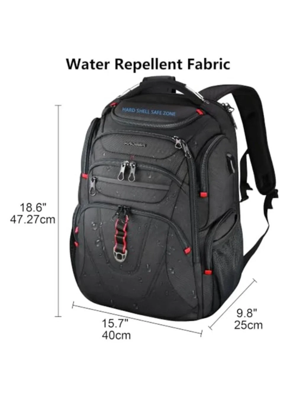 Laptop Backpack 17 Inch Large Travel Business Bag RFID USB Water Resistant Black